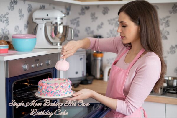 Single Mom Baking Her Own Birthday Cake